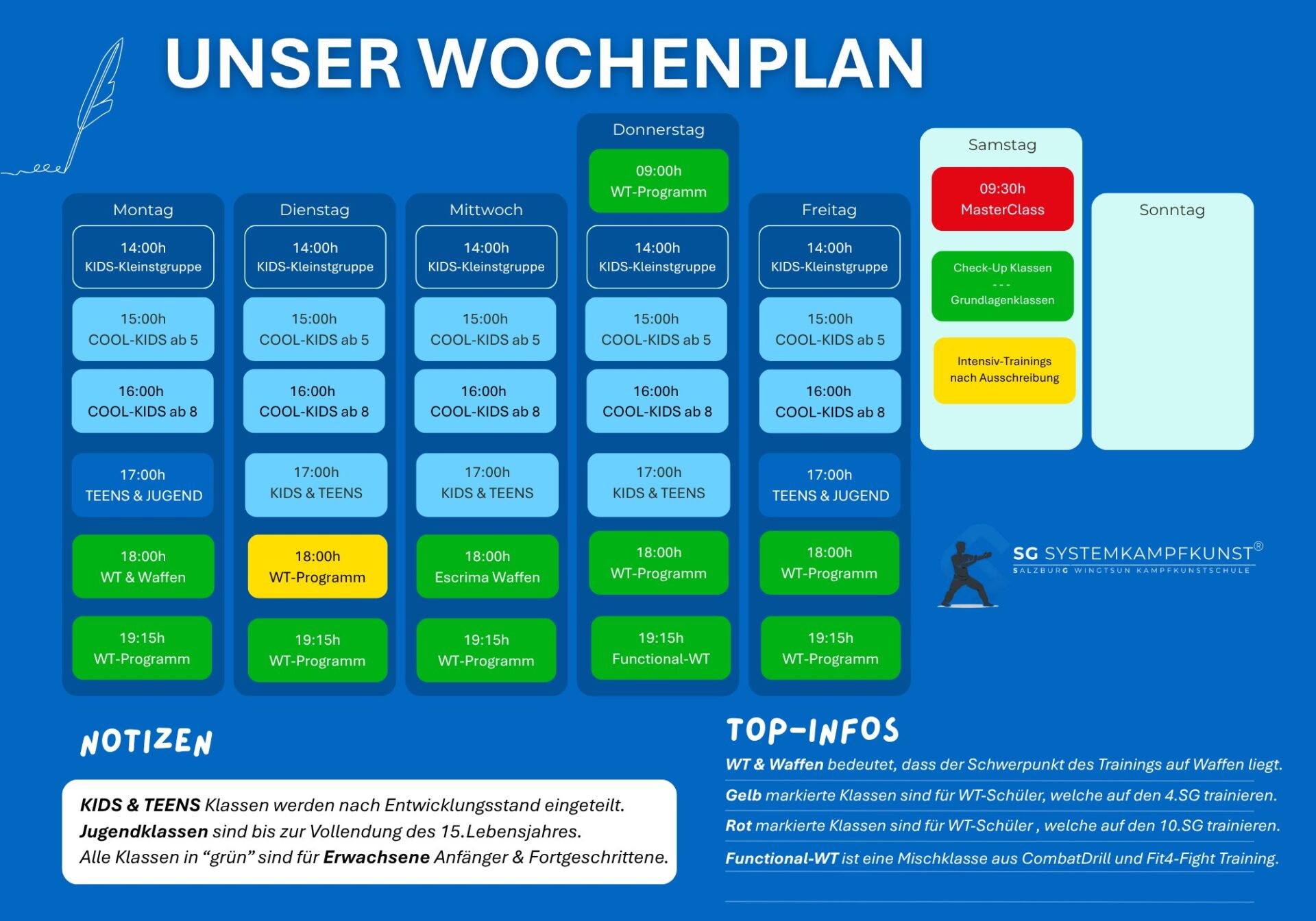 Kursplan der WingTsun Kampfkunstschule Salzburg